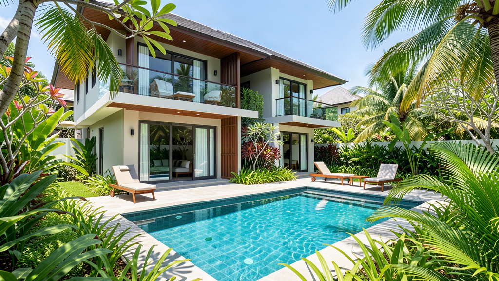 Modern Phuket villa with private pool and tropical garden, a typical Airbnb short-term rental property